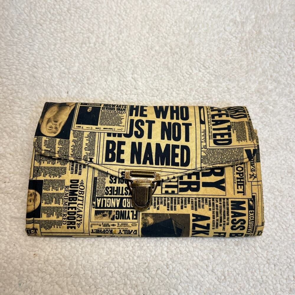 Harry Potter Wallet Daily Prophet Trifold Newspaper Headlines Theme Zipper Large